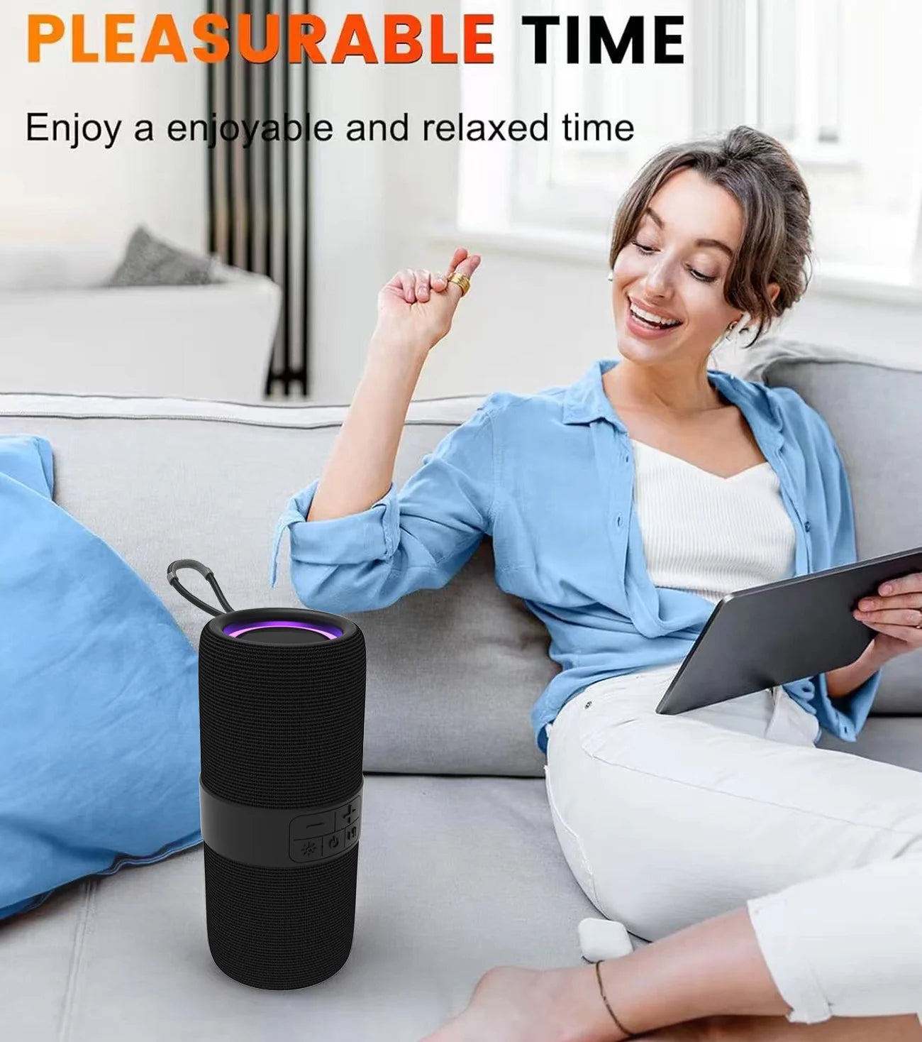 Portable Bluetooth Speaker with Mutil-Colorful 7LED Lights Patterns, XI67 Waterproof, BT5.3,TWS Pairing for Home/Party/Outdoor/Beach, Electronic Gadgets, Birthday Gift (Blue)